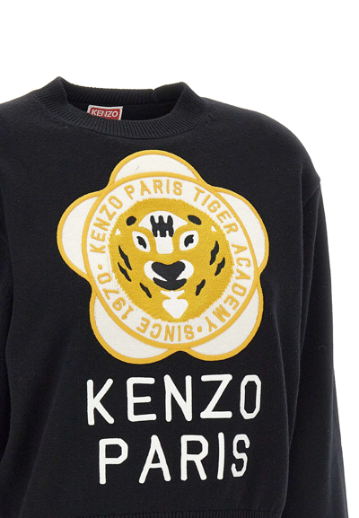 Shop Kenzo Tiger Academy Wool And Cotton Sweater In Black