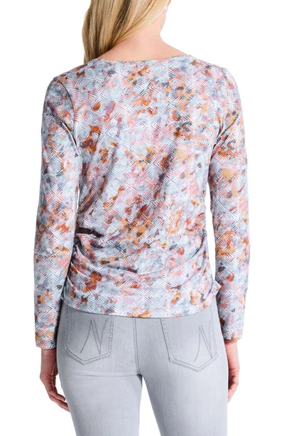 Shop Nzt By Nic+zoe Print Long Sleeve Cotton Top In Pink Multi