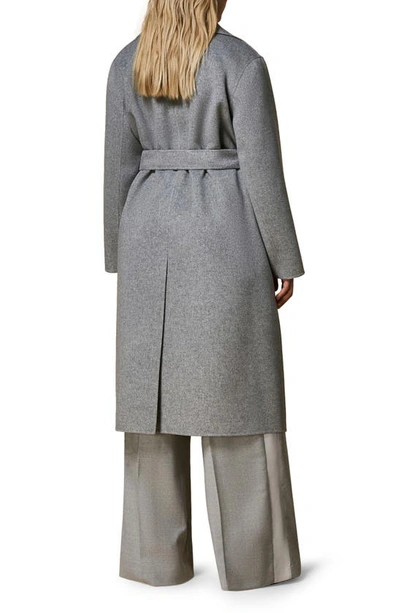 Shop Marina Rinaldi Belted Virgin Wool Trench Coat In Medium Grey