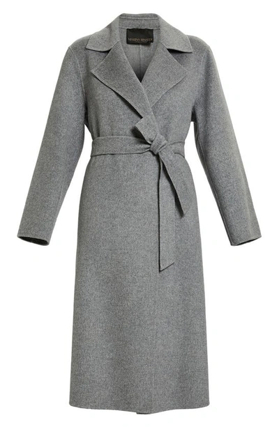 Shop Marina Rinaldi Belted Virgin Wool Trench Coat In Medium Grey