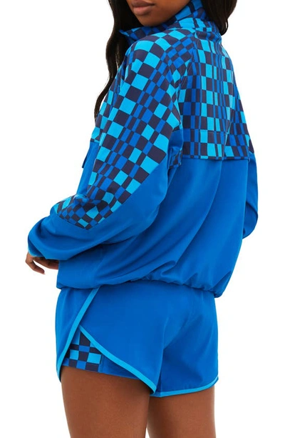 Beach Riot Atticus Moisture Wicking Pullover Jacket In Imperial Blue Check