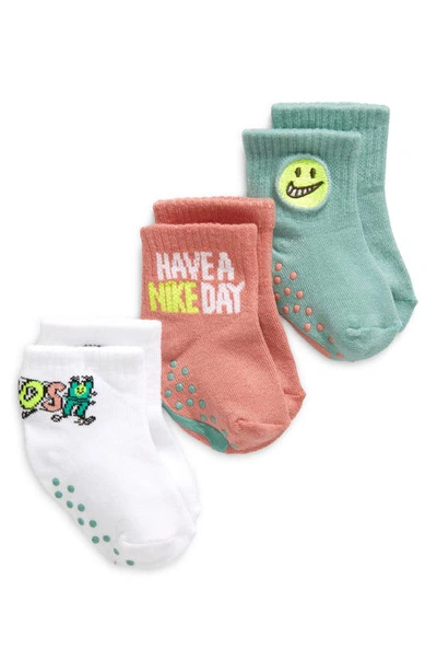Nike "art Of Play" Gripper Ankle Socks (3 Pairs) Baby Gripper Socks In Red  | ModeSens