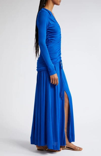 Shop Farm Rio Ruched Long Sleeve Dress In Bright Blue