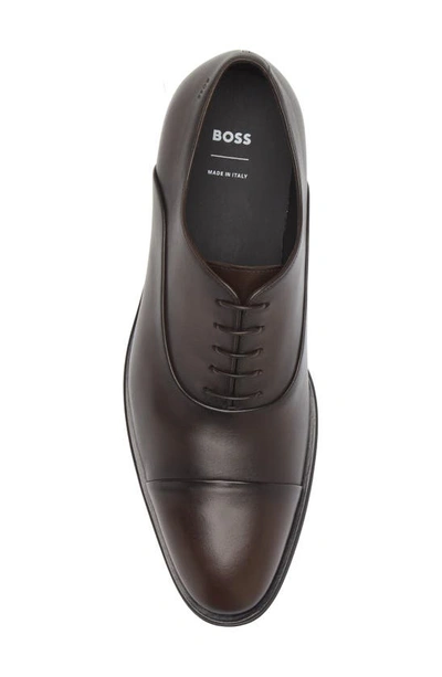 Shop Hugo Boss Boss Derrek Cap Toe Oxford In Dark Brown