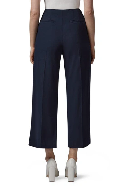 Shop Lk Bennett Parker Button Detail Crop Straight Leg Trousers In Midnight