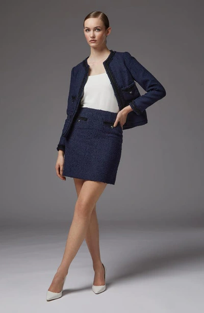 Lk Bennett Charlee Tweed Jacket In Navy