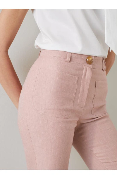 Shop Lk Bennett Avery Cotton & Linen Kick Flare Trousers In Pink