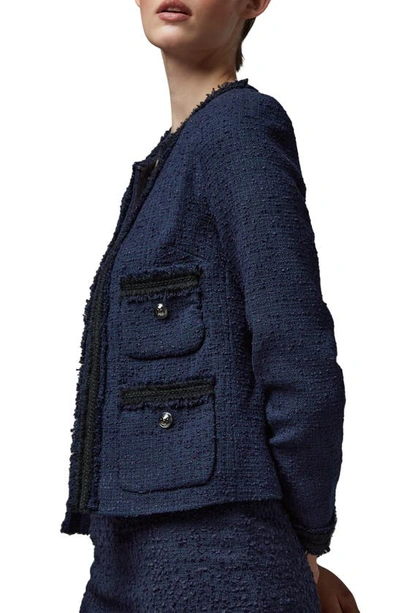 Shop Lk Bennett Charlee Tweed Jacket In Navy