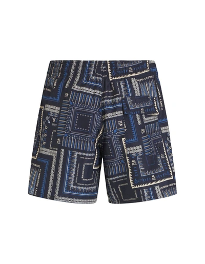 Shop Etro Navy Swim Shorts With Pochette Print In Blue