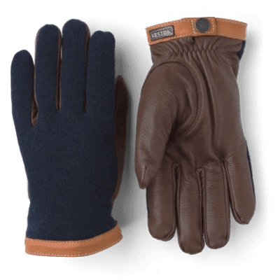 Shop Hestra Deerskin Wool Tricot Gloves Navy Chocolate