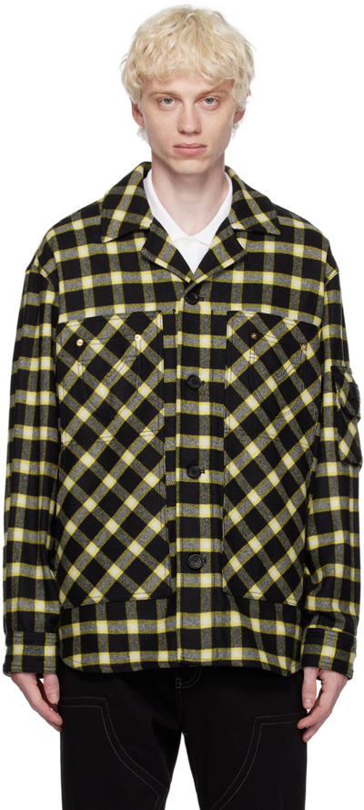 Shop Versace Black & Yellow Check Shirt In 2b710-black+yellow