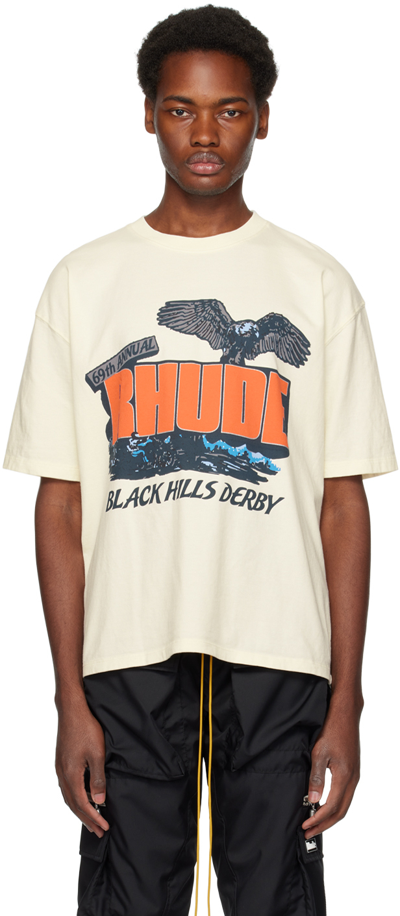 Shop Rhude Off-white 'black Hills' T-shirt In Vtg White