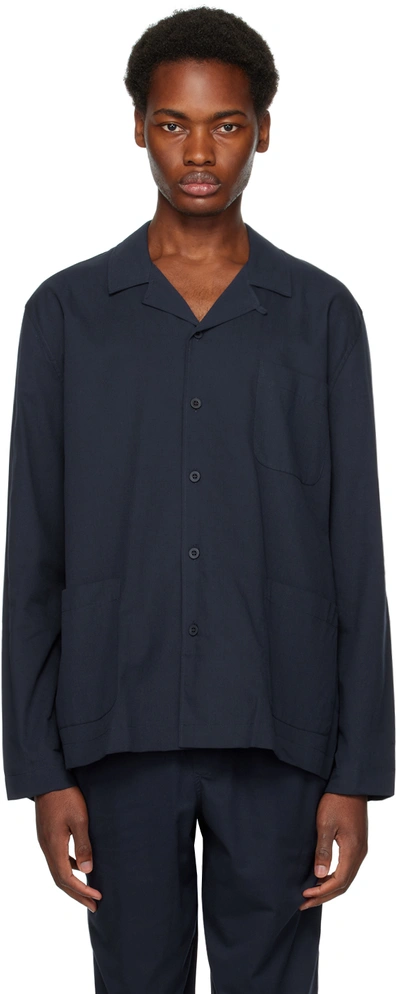 Shop Sunspel Navy Buttoned Pyjama Shirt In Navy9