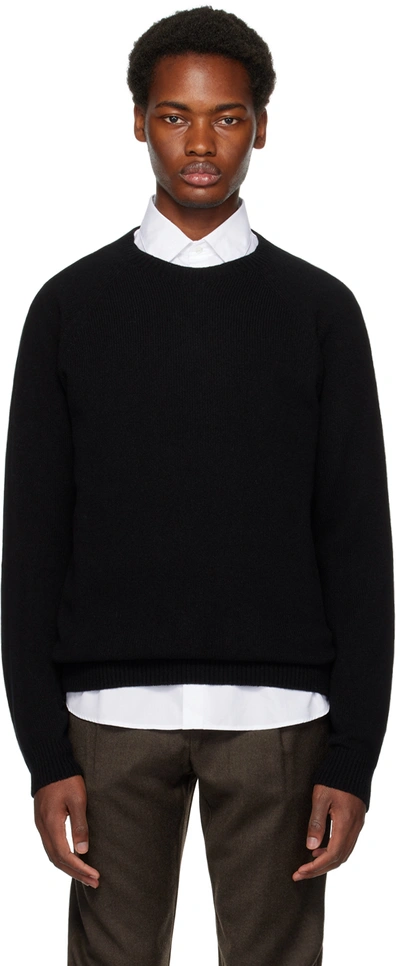 Shop Sunspel Black Crewneck Sweater