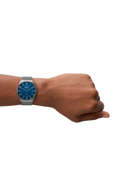 Shop Skagen Grenen Ultraslim Mesh Strap Watch, 42mm In Charcoal