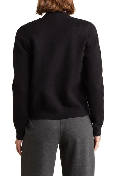 By Design Jenny Double Knit Bomber Jacket In Black