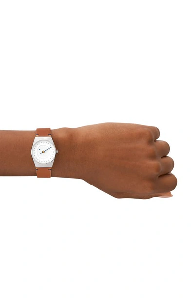 Shop Skagen Grenen Lille Solar Powered Leather Strap Watch, 26mm In Brown