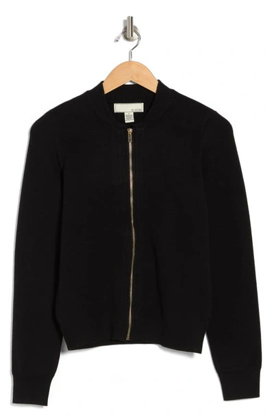 By Design Jenny Double Knit Bomber Jacket In Black