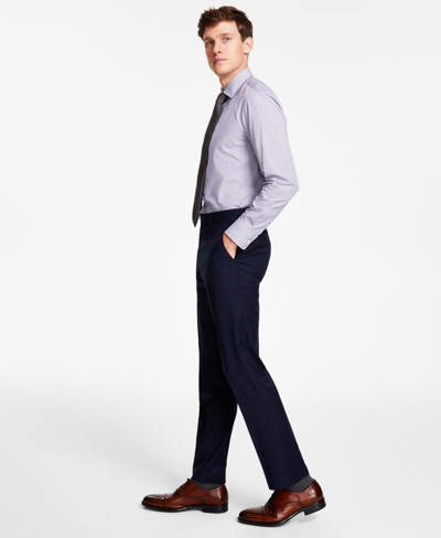 Shop Tommy Hilfiger Men's Modern-fit Th Flex Stretch Plaid Wool Blend Suit Pants In Blue Plaid