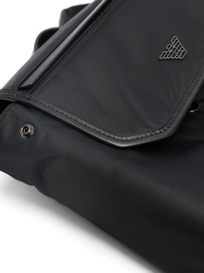 Shop Emporio Armani Logo-plaque Foldover Backpack In Black