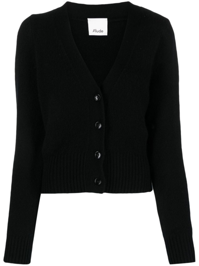 Shop Allude Cashmere V-neck Cardigan In Black