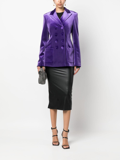 Philosophy Di Lorenzo Serafini Double-breast Satin-finish Blazer In Purple
