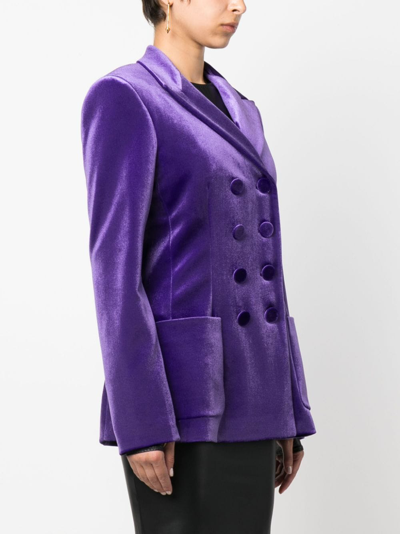 Philosophy Di Lorenzo Serafini Double-breast Satin-finish Blazer In Purple