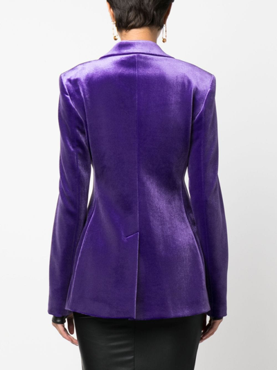 Philosophy Di Lorenzo Serafini Double-breast Satin-finish Blazer In Purple