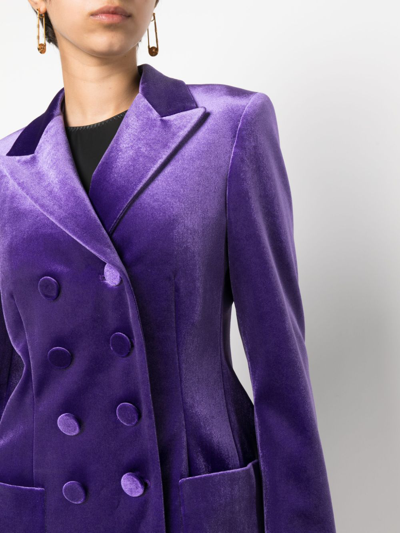 Philosophy Di Lorenzo Serafini Double-breast Satin-finish Blazer In Purple