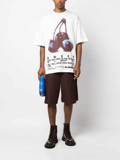 Jil Sander Graphic-print Cotton T-shirt In White