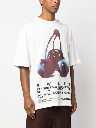 Jil Sander Graphic-print Cotton T-shirt In White