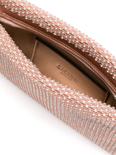 Shop Casadei Crystal-embellished Clutch Bag In Pink