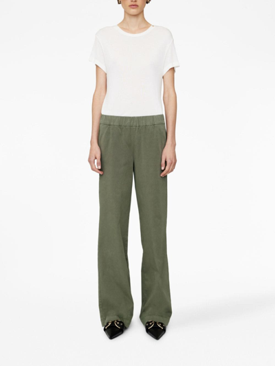 Shop Anine Bing Koa Slip-on Straight Trousers In Green