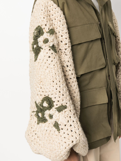 Shop Tu Lizé Sahara 3d-detail Military Jacket In Green