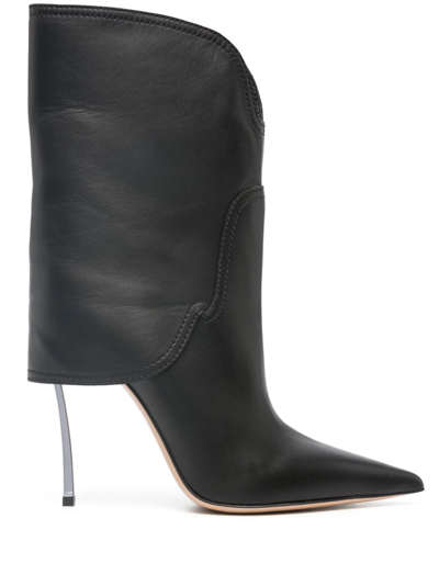 Shop Casadei 100mm Leather Boots In Black