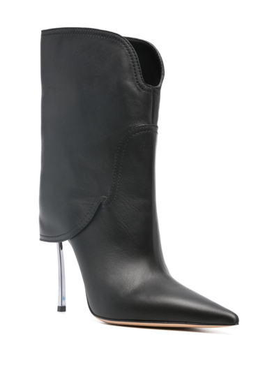 Casadei 100mm Leather Boots In Black