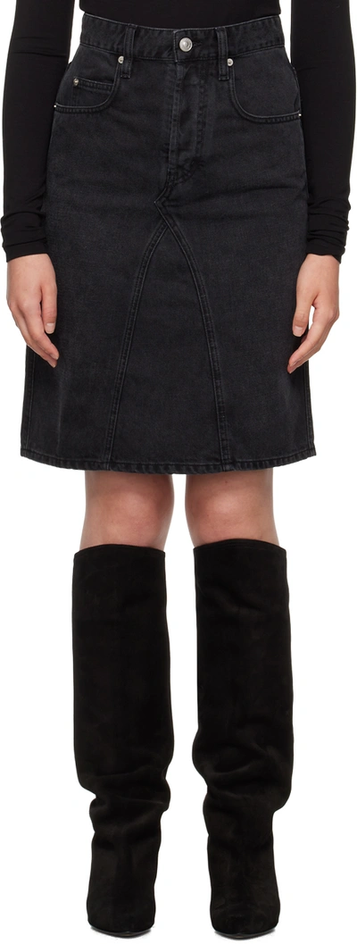 Isabel Marant Étoile Fiali A-line Denim Midi Skirt In 02fk Faded Black