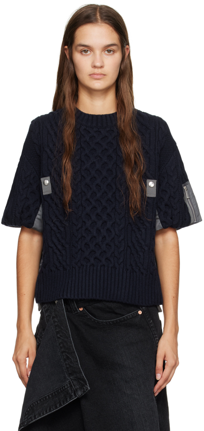 Shop Sacai Navy & Gray Paneled Sweater In 207 Navyã—c/gray