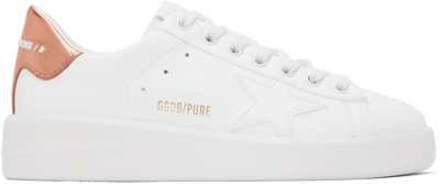 Shop Golden Goose White & Bronze Purestar Sneakers In 11508 White/bronze