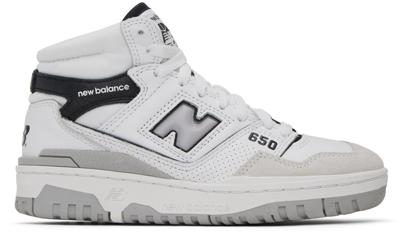 Shop New Balance White & Black 650 Sneakers In White/black