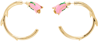 Shop Safsafu Gold Maxi Rosa Single Earring In Gold/pink
