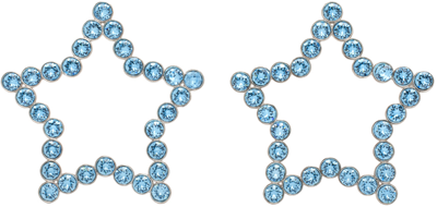 Shop Safsafu Silver & Blue Star Earrings In Pink