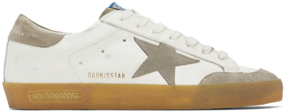 Shop Golden Goose White & Taupe Super-star Classic Sneakers In 15508 Milky/taupe