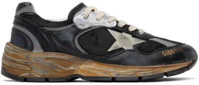 Shop Golden Goose Black Dad-star Sneakers In 90282 Black/silver/i