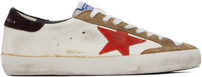 Shop Golden Goose White & Brown Super-star Classic Sneakers In 10531 White/brown/re