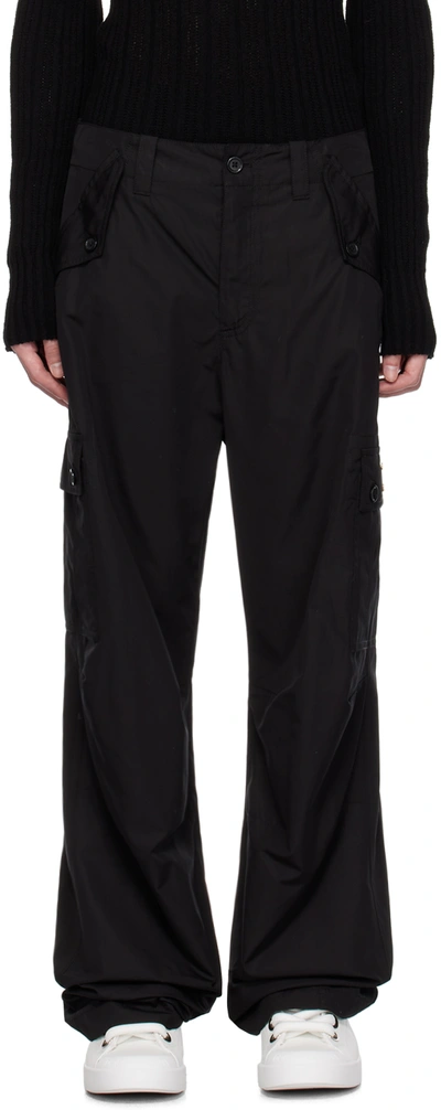 Shop Dolce & Gabbana Black Plaque Cargo Pants In N0000 Nero