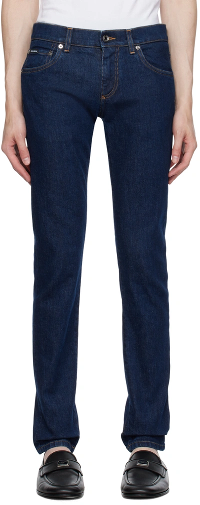 Shop Dolce & Gabbana Navy Five-pocket Jeans In S9001 Variante Abbin