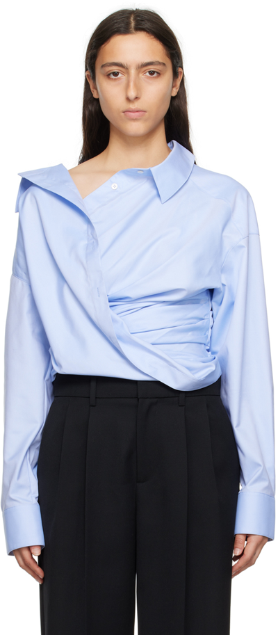 Shop Alexander Wang Blue Draped Shirt In 450 Oxford