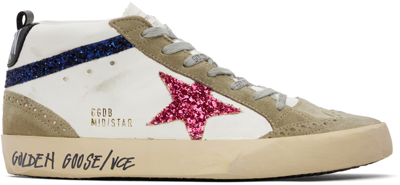 Shop Golden Goose Taupe & White Mid Star Sneakers In 82348 Cream/taupe/fu