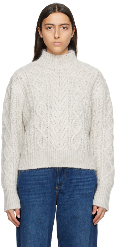 Rag & Bone Brody Mock Neck Cable Stitch Sweater In Light Grey
